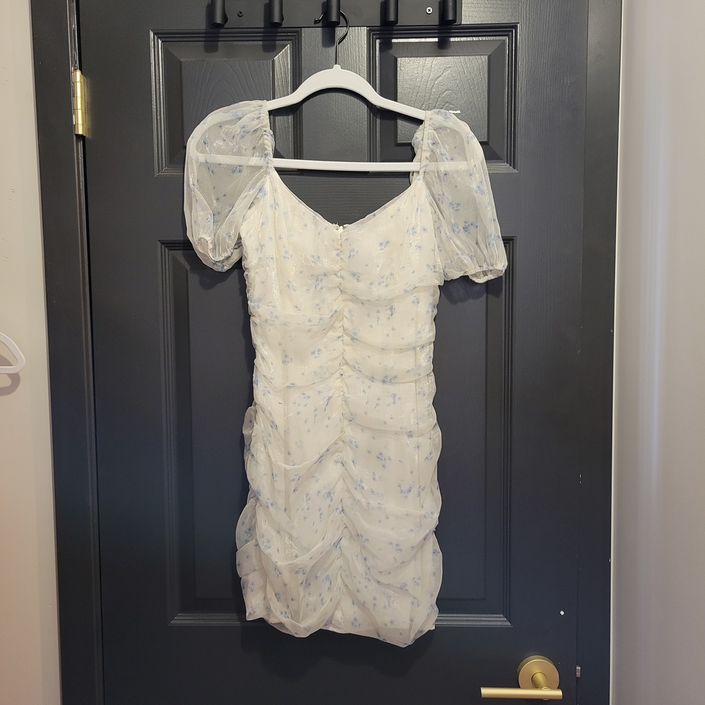 Willow Cream Dress with Blue Floral Accents